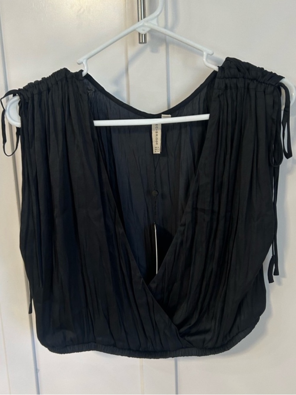 Bec & Bridge Louann Wrap Plunging V-Neck Sleeveless Top, Black, Sz 4, NWOT